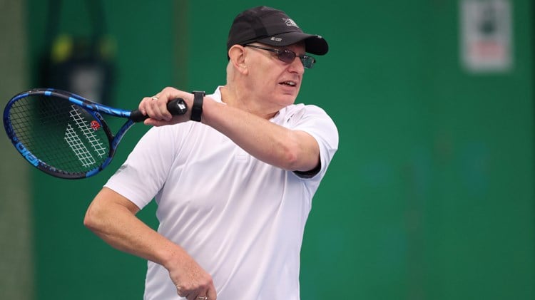 Jim Currie during Visually Impaired Tennis National Finals 2022 match at Wrexham Tennis Centre on November 20, 2022 in Wrexham, Wales. 