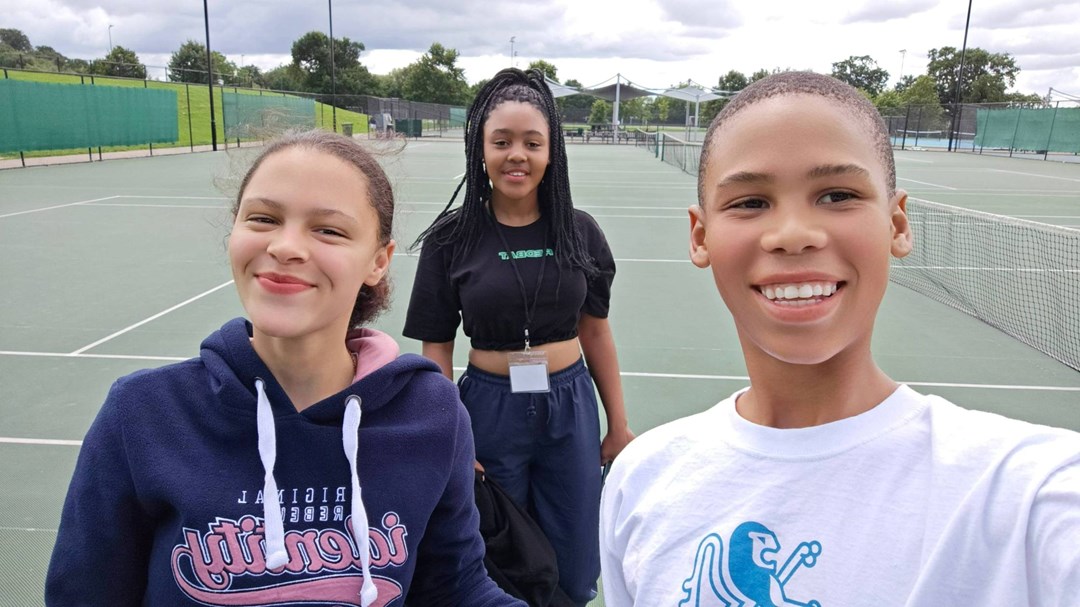 A group of players playing tennis at Harrow through the Government's HAF programme