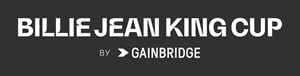 Billie Jean King Cup by Gainbridge logo with white writing