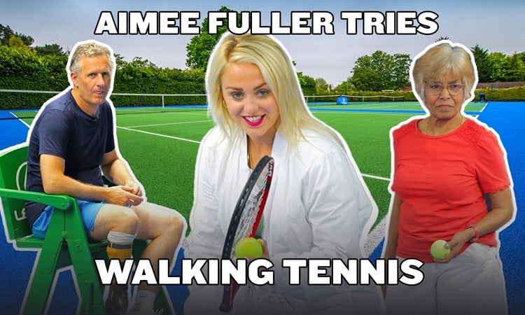 Adam Hills, Aimee Fuller & Age UK take on walking tennis