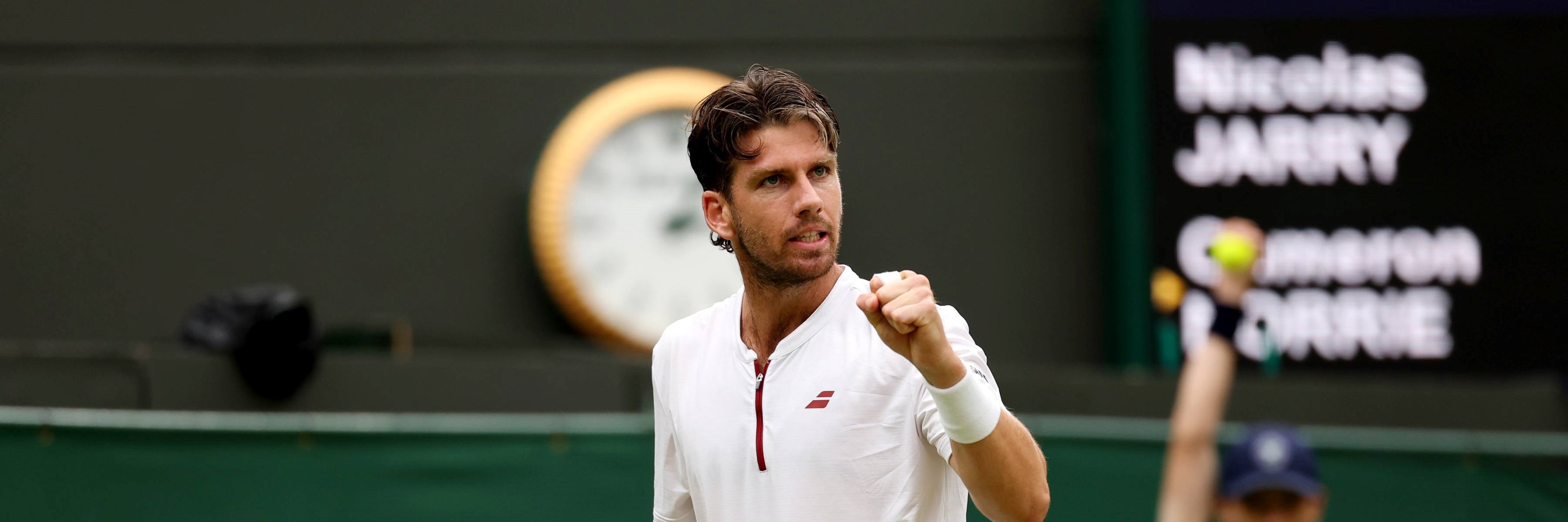 Cam Norrie gives a fist pump on No.1 Court at Wimbledon