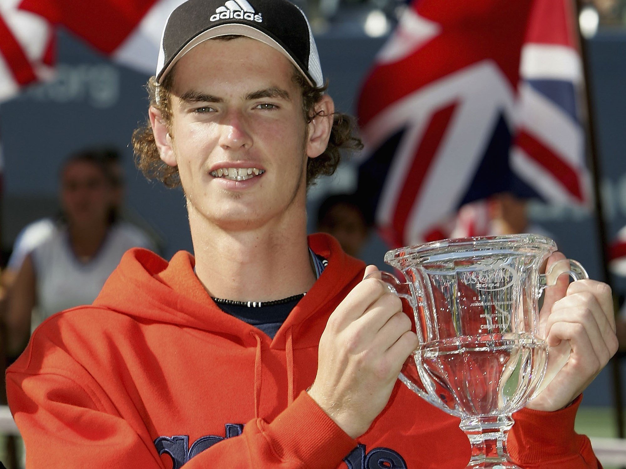 Boy's Junior winner, Andy Murray of Great Britain stands with his trophy during the US Open. Murray defeated Sergiy Stakhovsky of the Ukraine in the final.