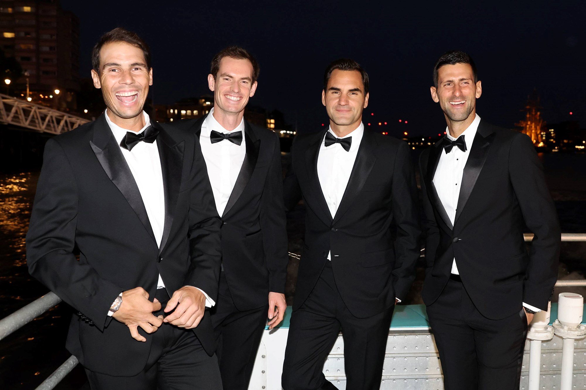 Rafael Nadal, Andy Murray, Roger Federer and Novak Djokovic of Team Europe make their way towards a Gala Dinner ahead of the 2022 Laver Cup