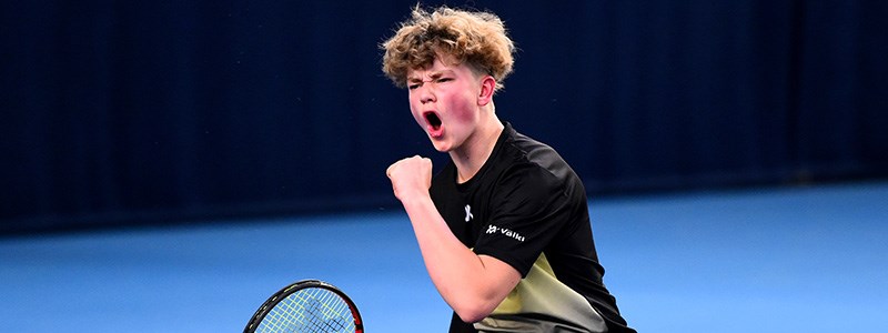 Ben Bartham celebrates with a fist pump during the 2020 wheelchair team battle