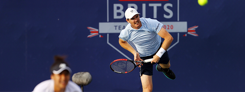 Jamie Murray and Heather Watson on court at the Battle of the Brits