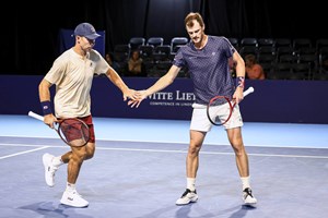 John Peers and Jamie Murray high five during the European Open in Belgium