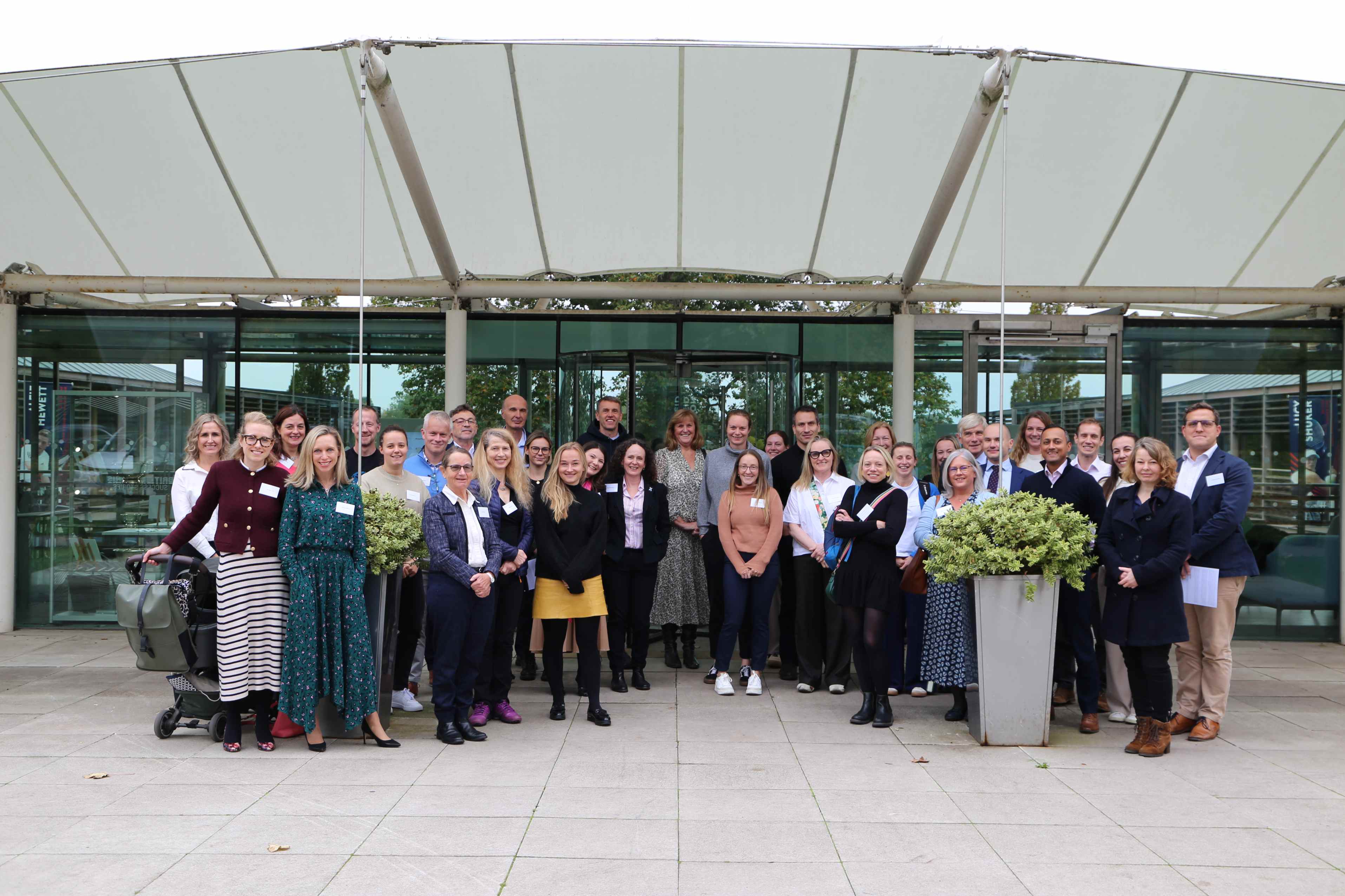 A group of people stood outside the National Tennis Centre ahead of the 2024 Sports Gynaecology Confernece