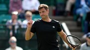 Marcus Willis celebrating winning a point 