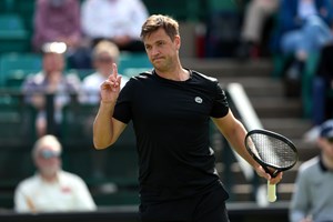 Marcus Willis celebrating winning a point 