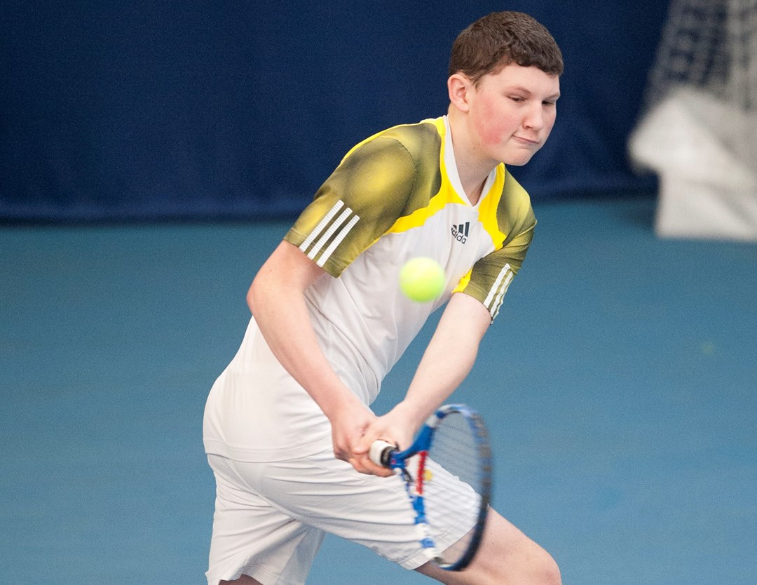 Oliver Beadle plays a backhand