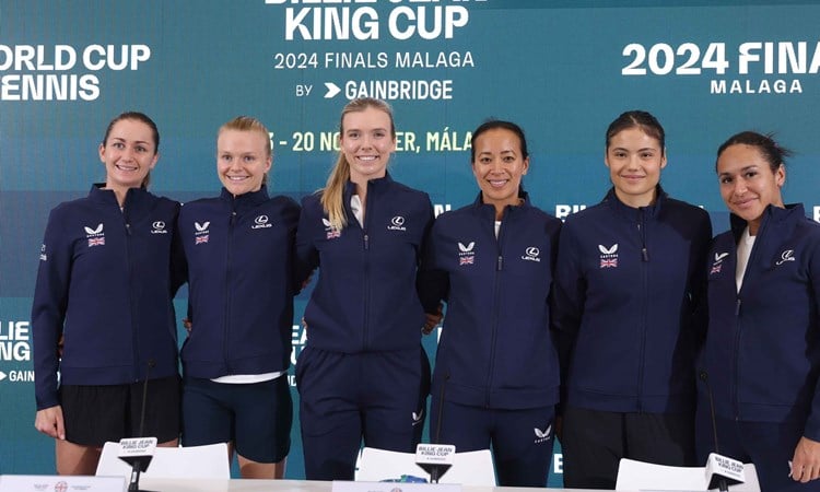 The Lexus Great Britain Billie Jean King Cup team stood in their press conference 