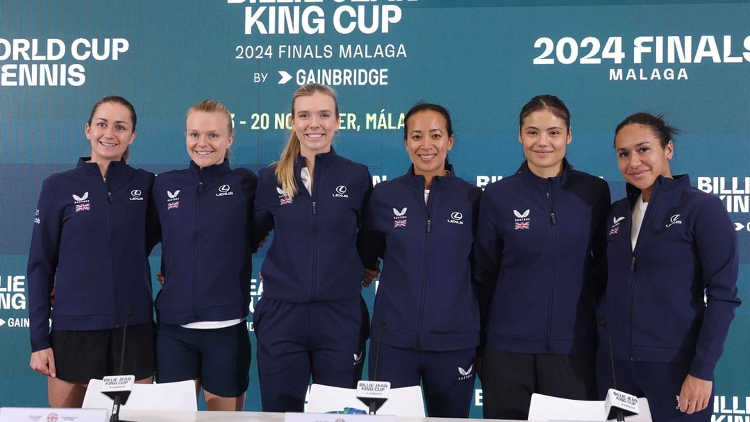 The Lexus Great Britain Billie Jean King Cup team stood in their press conference 