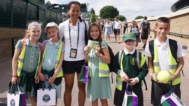 Group of young tennis fans visiting wimbledon