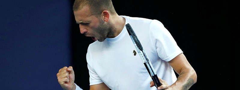 Dan Evans cheering celebrating