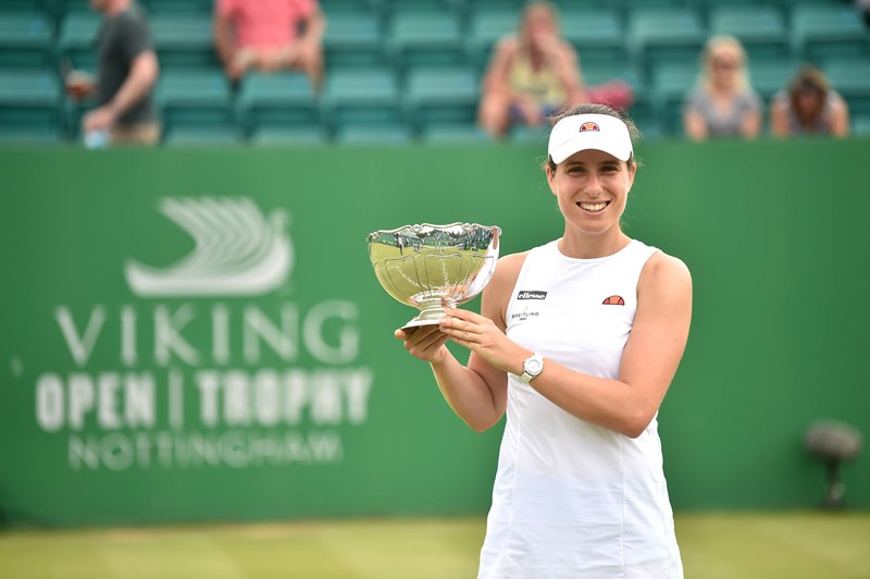 Johanna Konta poses with her trophy