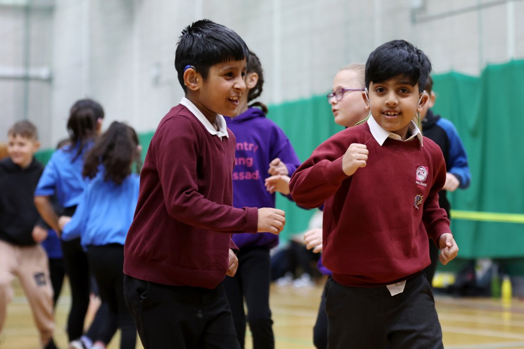 Students are seen taking part in the Deaf Tennis Festival at Woodlands Academy on May 03, 2024 in Coventry, England.